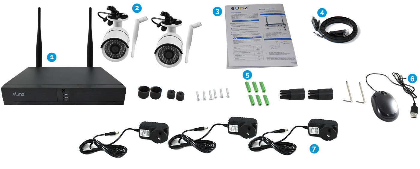 4CH CCTV Wireless Security IP WiFi Camera 1080P