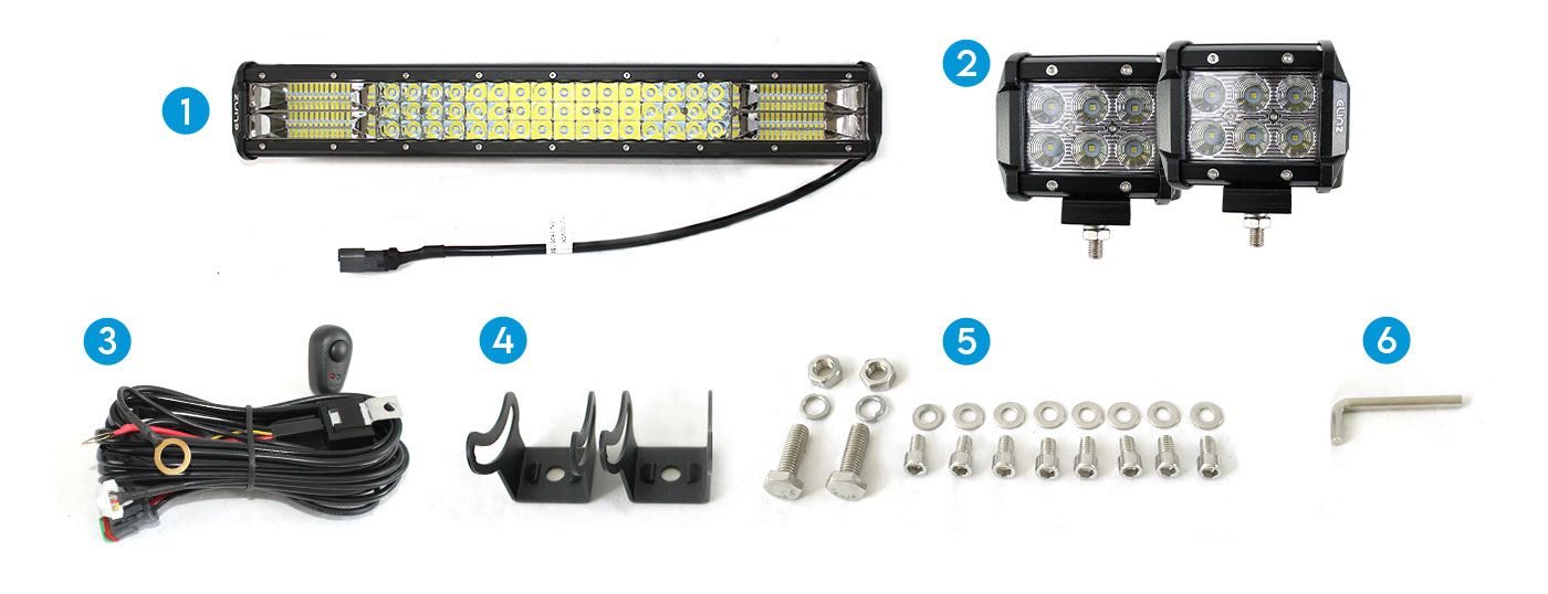 20 Inch LED Light Bar, 4 inch CREE Worklight and accessories