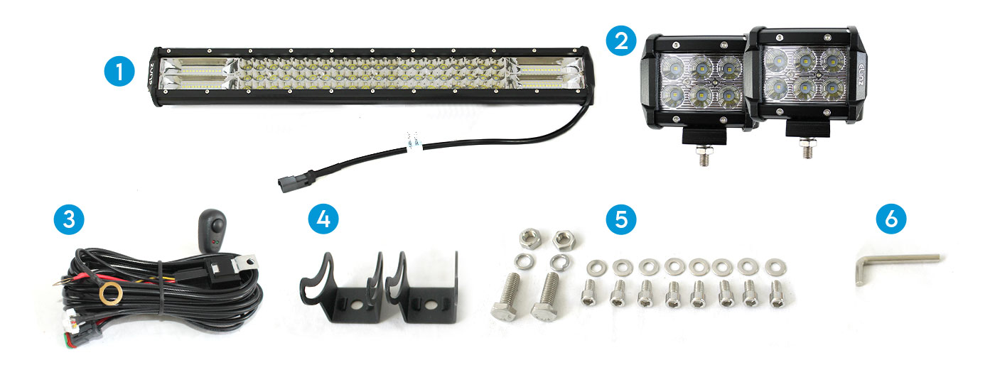 23 Inch LED Light Bar, 4 inch CREE Worklight and accessories