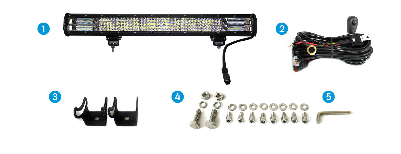 26" LED Light Bar 4 Rows and accessories