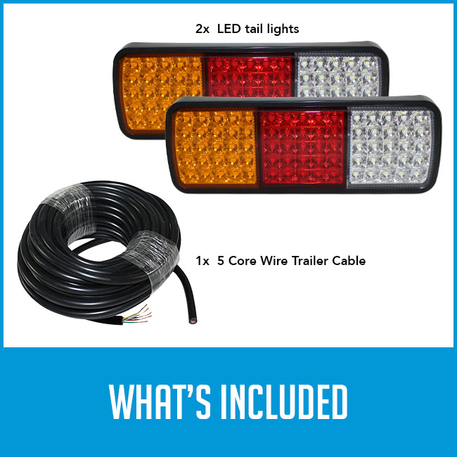 LED Trailer Tail Lights 5 Core Cable Wire