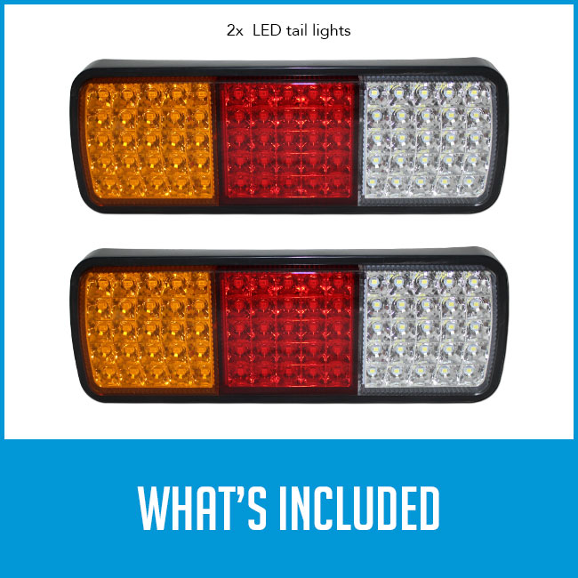 led tail lights with caption "what's included"