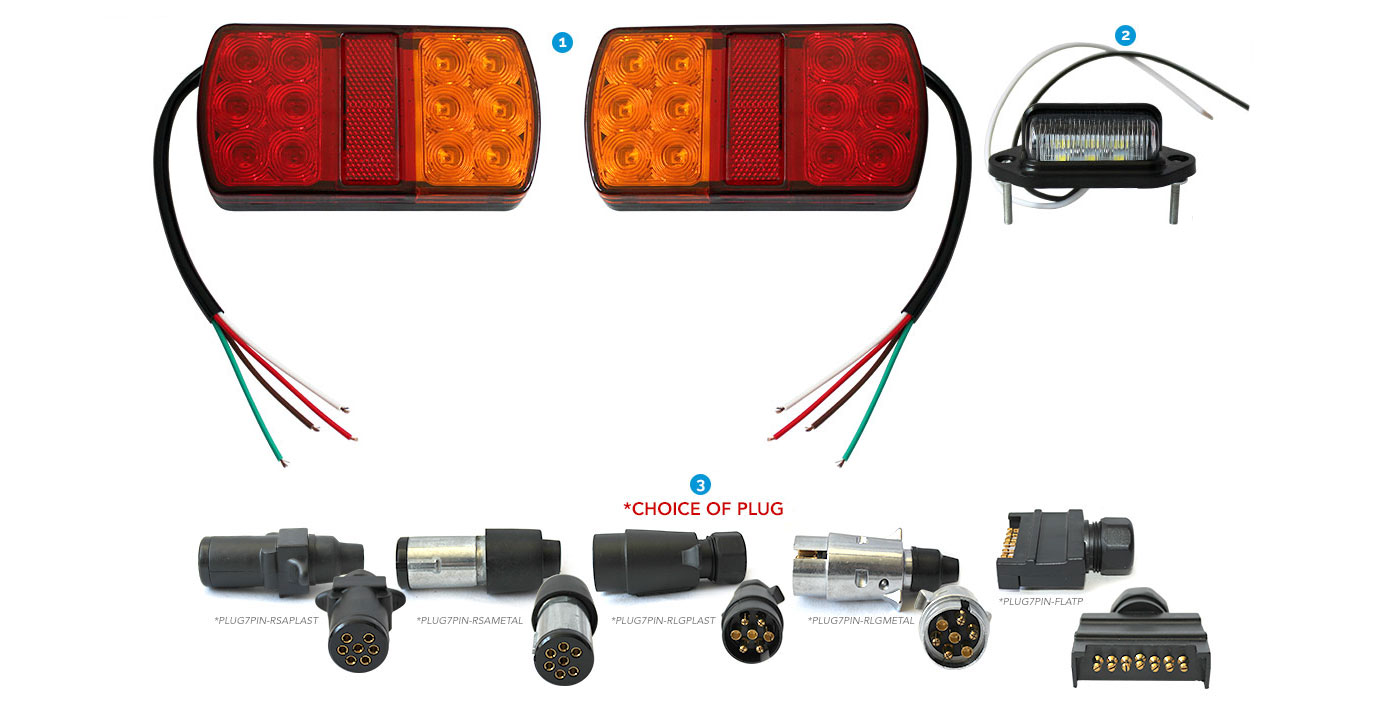 2x LED Trailer Tail and  License Plate Light Kit