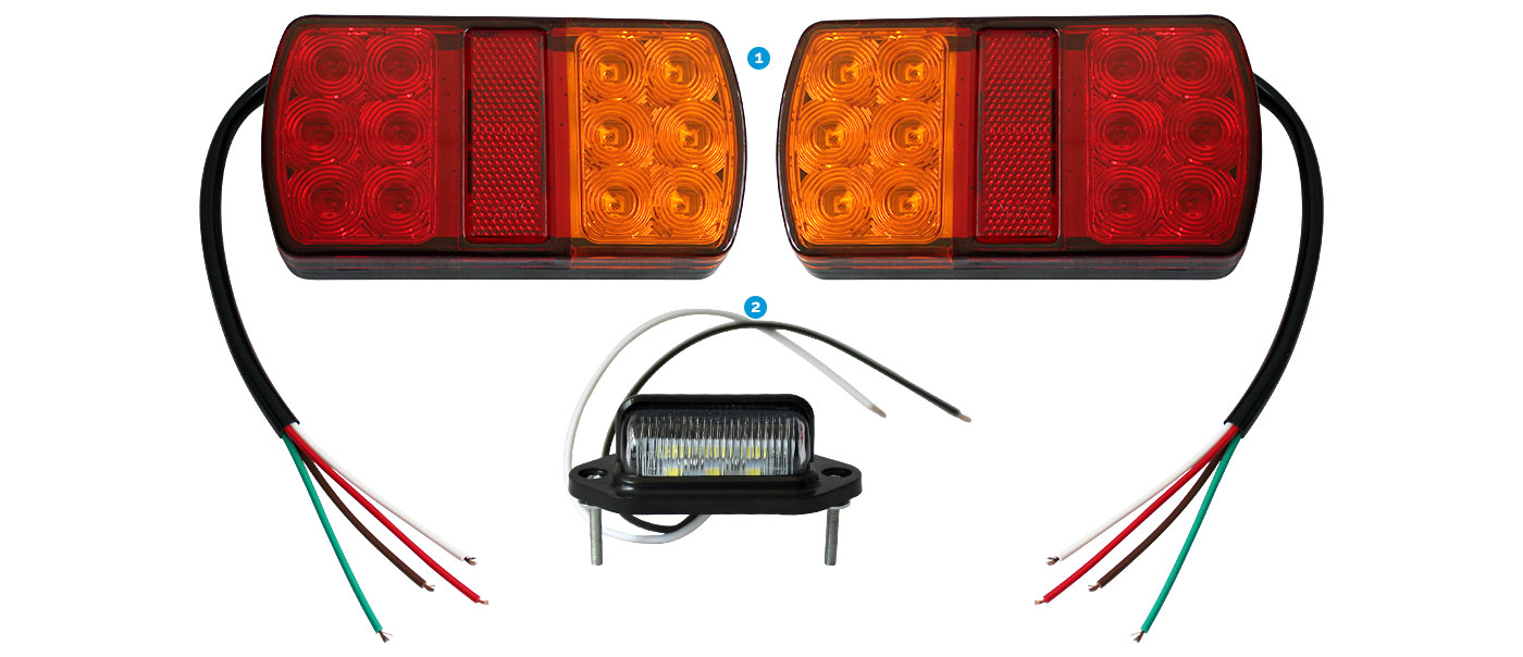 2x LED Trailer Tail and  License Plate Light Kit