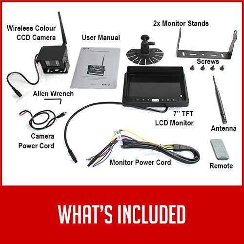 Digital Wireless 7Inch Splitscreen Monitor CCD Reversing Camera Package