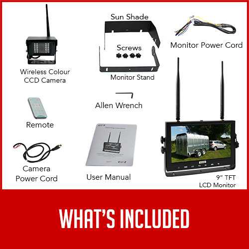 Digital Wireless 9 inch Quadscreen Monitor Reversing Camera Package