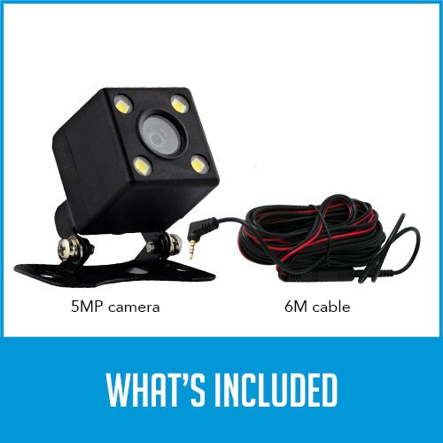 reversing camera with 6m cable labelled with "what's included"