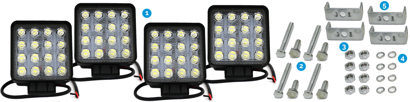 Offroad 4pcs 48W LED Work Light with Mounting Bracket