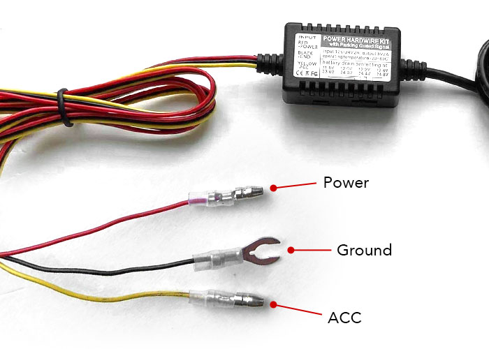 HardWire Kit for Car Dash Cam Wiring Labels