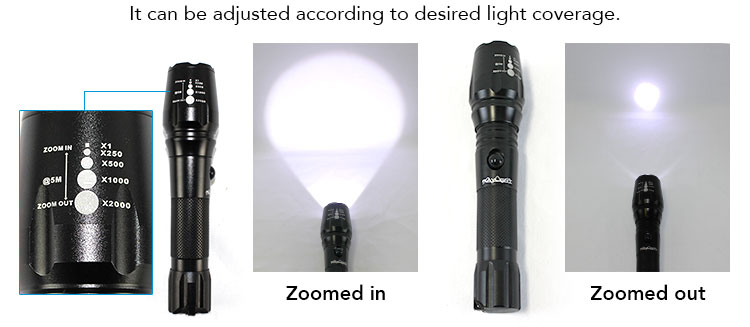 Raylight CREE LED Flashlight Zoomable Adjustable Rechargeable Torch ...