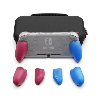 Skull & Co. GripCase Lite Bundle for Nintendo Switch Lite (with MaxCarry Case Lite) - Cyan & Magenta