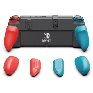 NeoGrip: An Ergonomic Grip for Switch OLED and Regular Model - Neon Red & Blue - by Skull & Co