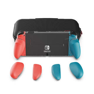 Skull & Co. GripCase OLED Bundle for Nintendo SWITCH OLED Model (including Maxcarry Case) Neon Red & Blue