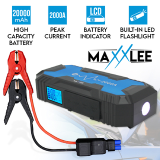 Maxxlee 2000A Car 12V Vehicle Portable Emergency  Jump Starter 20000mAh Smart Clamp