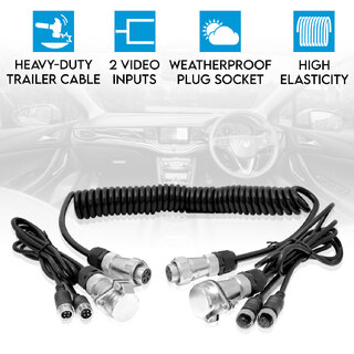 Elinz Heavy Duty Trailer Cable Coil and 4PIN Connectors with 2 AV Inputs