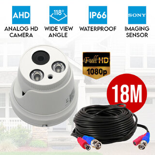 Elinz 5MP Dome Full HD AHD CCTV Security Camera Waterproof 2 Array LED BNC Video Cable 18M