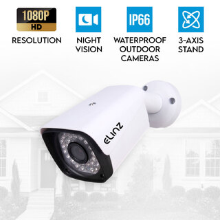 Elinz 1080P HD 2.0MP AHD Outdoor Bullet CCTV Surveillance Security Camera Audio Recording Night Vision
