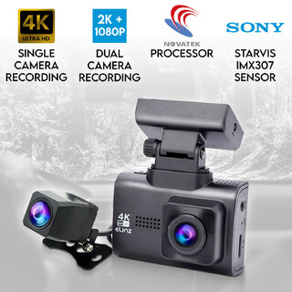 Elinz 4K 2K Dual Dash Cam WiFi GPS Dashboard Camera Recorder WDR Night Vision HUD Car Charger