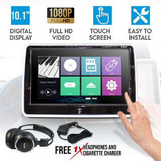 Elinz 10.1" TFT Active Headrest Car DVD Player Touch Screen Slim Full HD 1080P Games