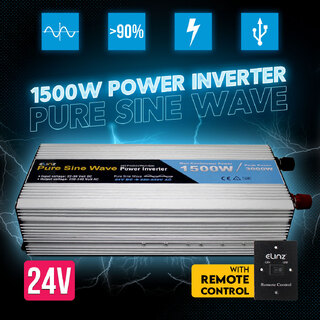 Elinz Pure Sine Wave Power Inverter 1500W/3000W 24V-240V AUS Plug Remote Control