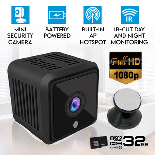 Elinz Mini Spy Security Hidden WiFi Camera 1080P CCTV Built-in Battery Night Vision 32GB