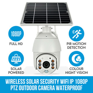 Elinz Wireless Solar Security WiFi IP 1080P PTZ Outdoor Camera CCTV Waterproof Built-in Battery Pan Tilt Digital Zoom