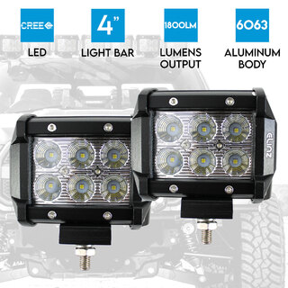 Elinz 2x 18W 4 inch CREE LED Work Light Bar Driving Flood Lamp 4WD Offroad Truck UTE
