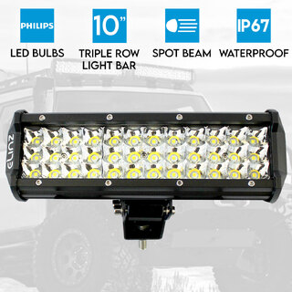 Elinz 10" LED Work Driving Light Bar 3 Rows Philips Spot Offroad  12V 24V Truck 4WD