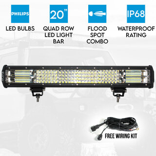 Elinz 20" LED Light Bar Philips 4 Rows Work Driving FLOOD SPOT COMBO IP68 Offroad 4WD