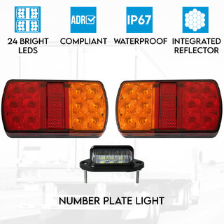 led trailer lights with number plate light