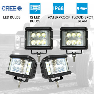 Elinz 4x 60W LED Driving WorkLight CREE Flood Spot Beam 12V 24V Lamp Light 4x4 Offroad