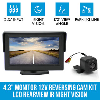 Elinz 4.3" Monitor + 12v Reversing Camera Kit Car Caravan LCD Rearview IR Night Vision
