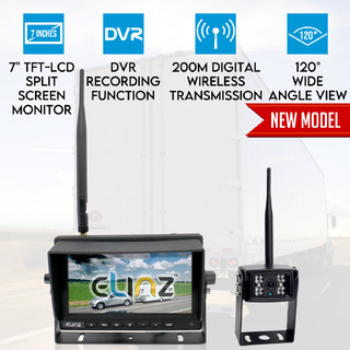 Elinz Digital Wireless 7" Splitscreen Monitor Reversing Camera  CCD 12V 24V 2.4GHz