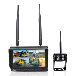 Elinz Wireless 7" Quad Monitor 1x Reversing Camera DVR Package