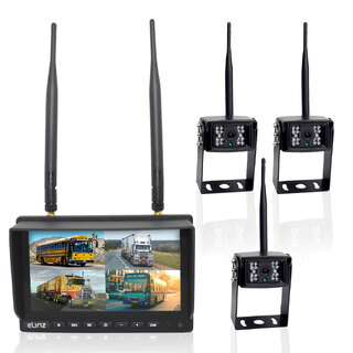 Elinz Wireless 7" Quad Monitor DVR 3x Reversing Camera Package