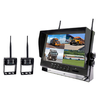 Elinz Digital Wireless 9" Quad Splitscreen Monitor 4CH DVR 2x Reversing CMOS 800TVL Camera 12V 24V 2.4GHz