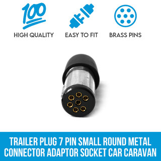 Elinz Trailer Plug 7 PIN Small Round Metal Connector Adaptor Socket Car Caravan Boat