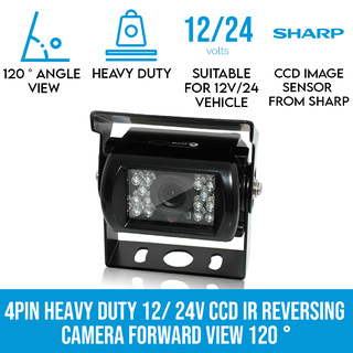 Elinz 4PIN Heavy Duty 12/ 24V CCD IR Colour Reverse Reversing Camera Forward view 120 degree