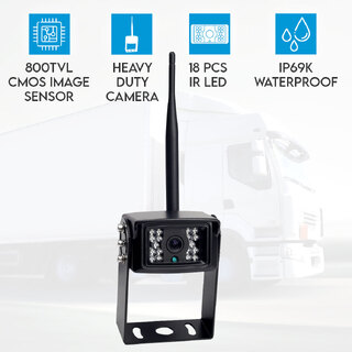  Elinz Digital Wireless Reversing Rearview Camera 120° CMOS 800TVL 18 IR LEDs Night Vision Built-in Mic 12V 24V Truck Caravan