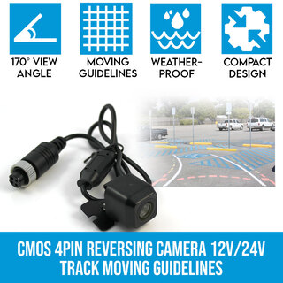 CMOS 4PIN Reversing Camera RearView Night Vision 12V/24V Track Moving Guidelines