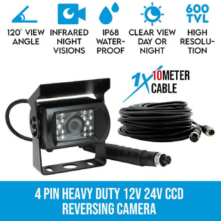 4 PIN Heavy Duty 12V 24V CCD IR Colour Reversing Camera