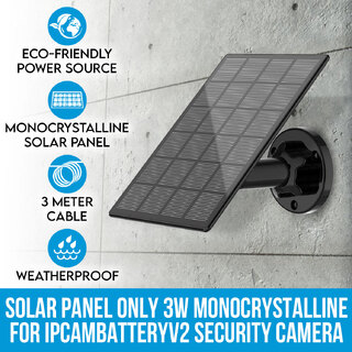 Elinz Solar Panel Only 6W  Monocrystalline Cells Weatherproof for IPCAMBATTERYV2 Security Camera Power Supply