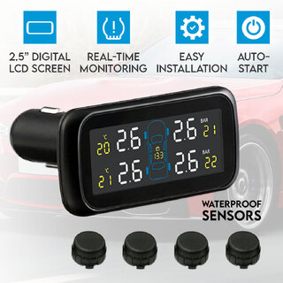 Elinz Car Auto Wireless Digital TPMS Tire Tyre Pressure Monitoring System Waterproof Sensors