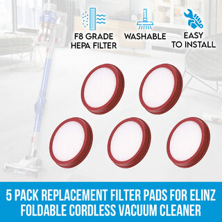 5 Pack Replacement Filter Pads for Elinz  Foldable Cordless Vacuum Cleaner VCHSG10