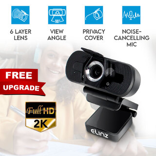 Elinz 2K Webcam Full HD 4MP 1440P Laptop Desktop PC Digital Web Camera Mic Privacy Cover