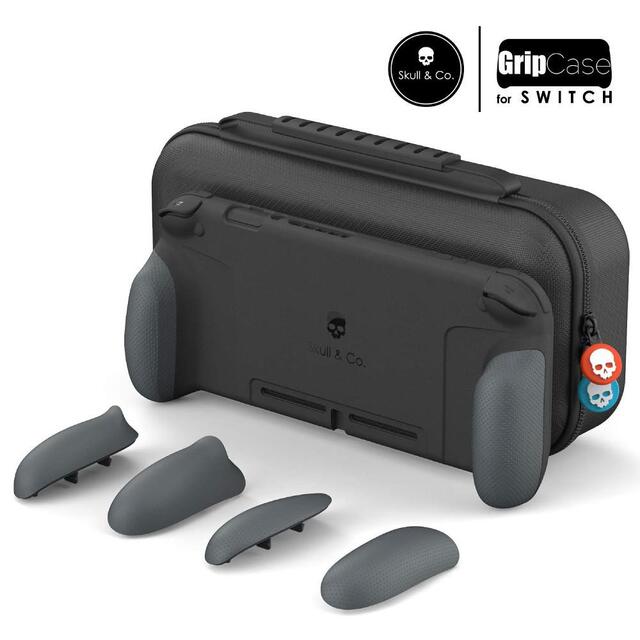 Skull & Co. GripCase Set for Nintendo Switch (with MaxCarry Case & Grips) - Grey