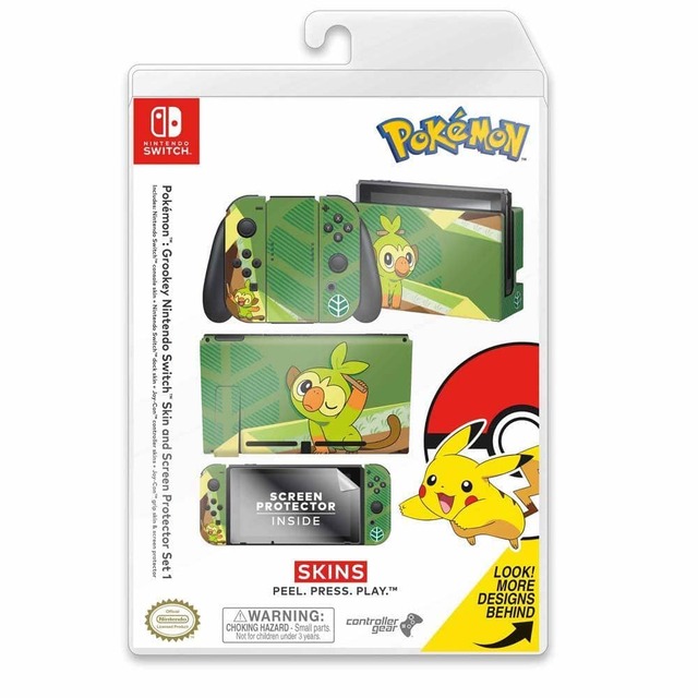 Controller Gear Nintendo Switch Skin & Screen Protector Set (Pokemon Sword/Shield Grookey)