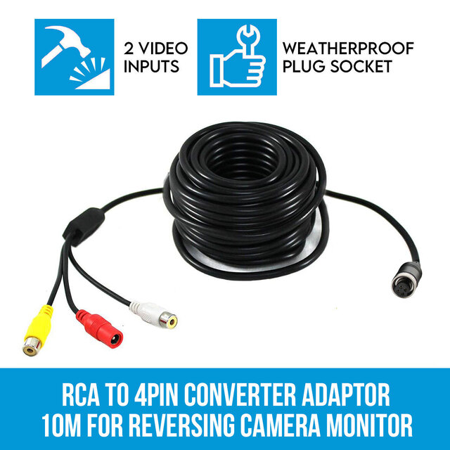 RCA to 4PIN Converter Adaptor 10M for Reversing Camera Monitor