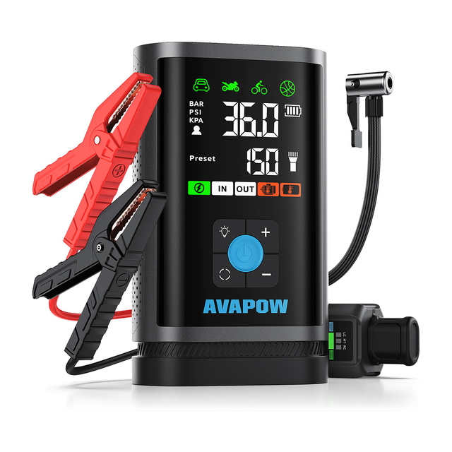 AVAPOW JP3 3000A Portable Jump Starter 12V Tyre Inflator 150PSI Carry Bag