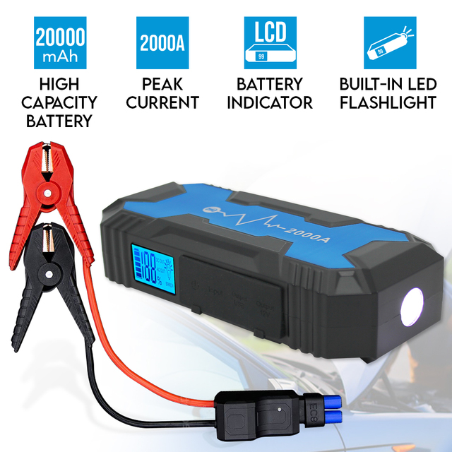 Maxxlee 2000A Car 12V Vehicle Portable Emergency  Jump Starter 20000mAh Smart Clamp